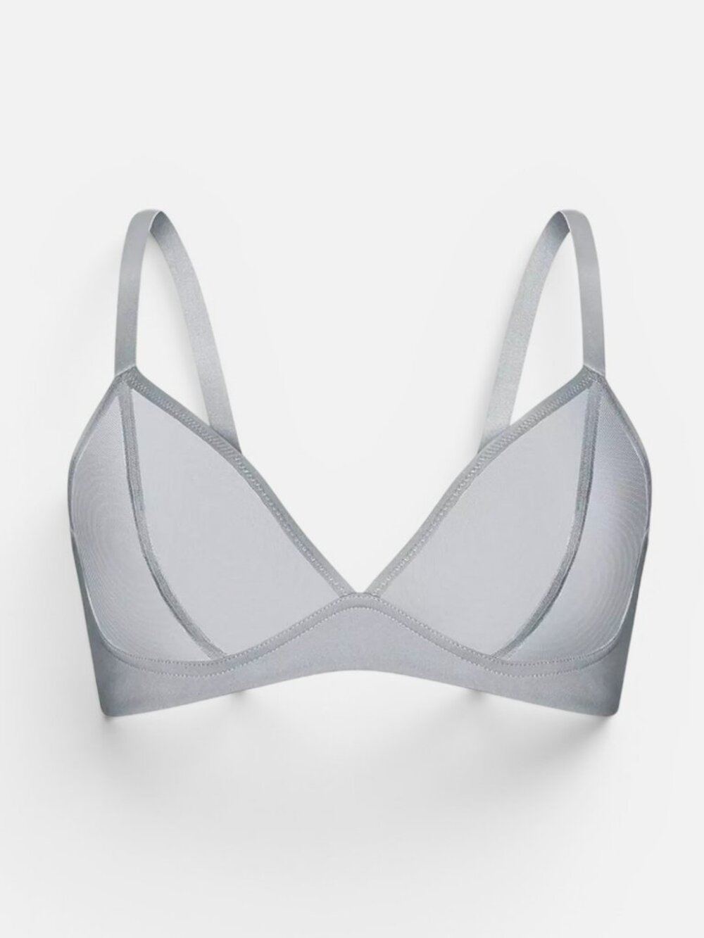 Knix NWT Mesh Deep V Bra Glacier Gray Wireless Bralette M+